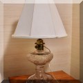 DL09. One of a pair of pressed glass table lamps. 